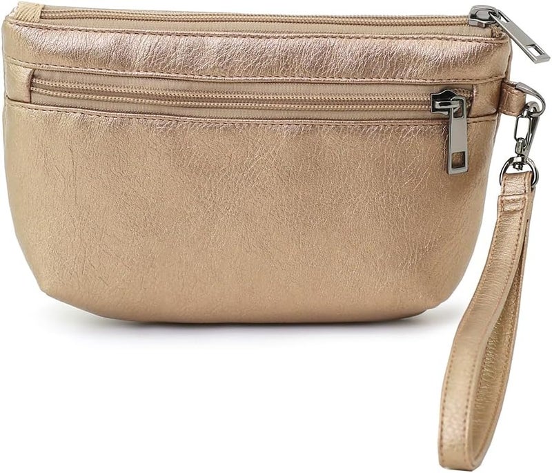 BBORGDC Small Wristlet Wallets for Women, Zip Clutch Bag with Wristlet Pouch, 3-Zipper Original Design - Image 1